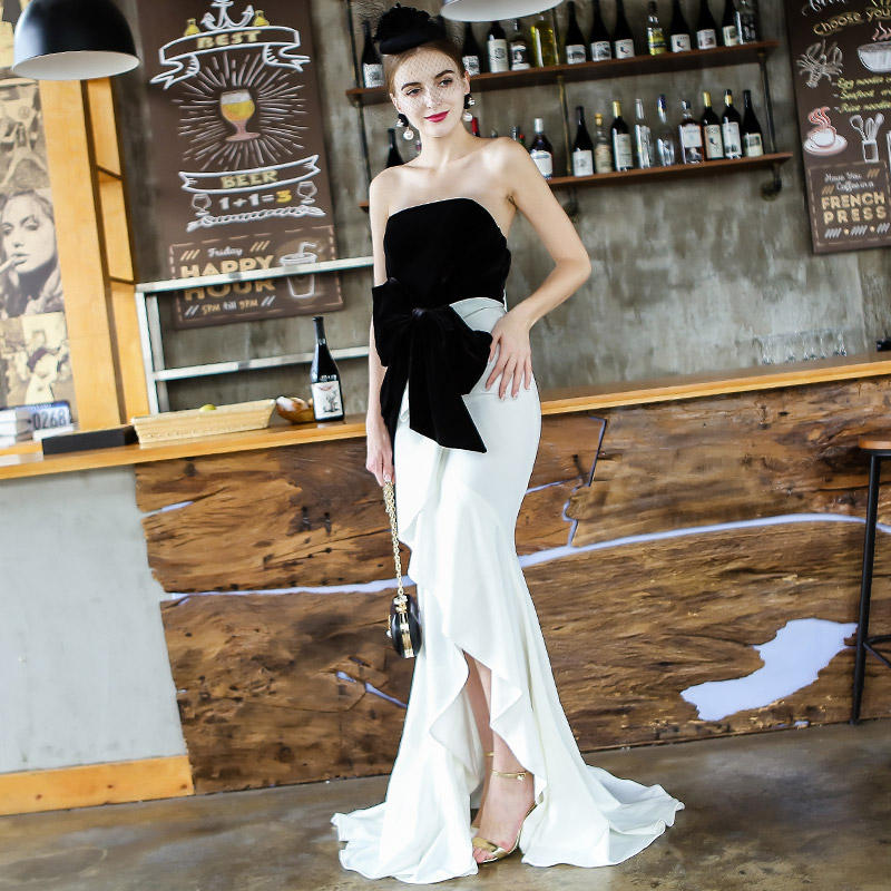 Women's Fashion Collision Wrap Slim Package Hip Fishtail Dress