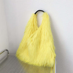 Water Wool One-shoulder Tote Plush Bag