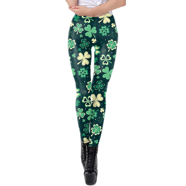 Holiday Printed Pencil High Waisted Slim Pants With Leggings