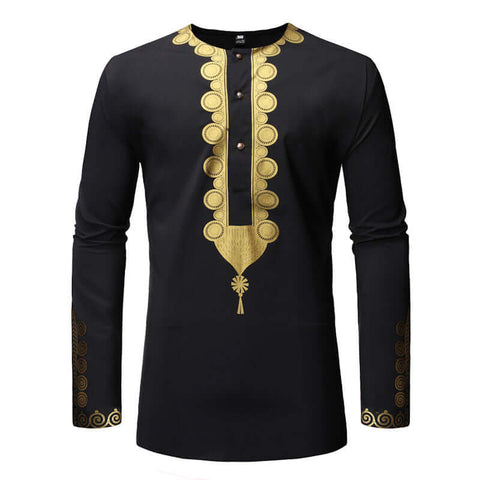 Men's Casual Long-sleeved Polyester Shirt Bronzing