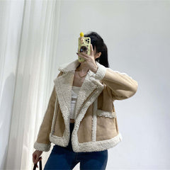 Women's Fleece Patchwork Double-sided Jacket