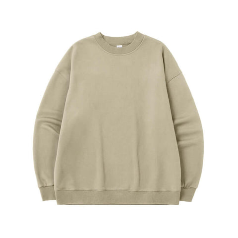 Men's Single-layer Fleece-lined Round Neck Sweater Loose Casual Top