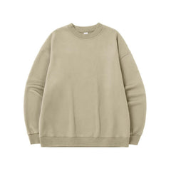 Men's Single-layer Fleece-lined Round Neck Sweater Loose Casual Top