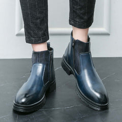 High-top British Double Buckle Slip-on Leather Boots 2023 Autumn And Winter