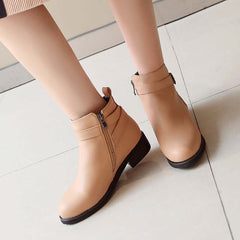 Martin Round Toe Short Low Heel Female Boots