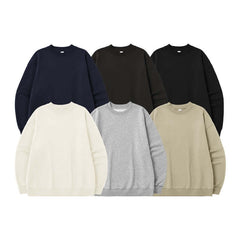 Men's Single-layer Fleece-lined Round Neck Sweater Loose Casual Top