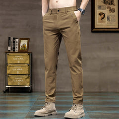 Men's Ice Silk Trendy Slim Straight High-end Business All-match Casual Pants