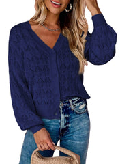 Fashion Short Cardigan Knitted Sweaters Women Autumn And Winter Long Sleeve Front-open V-neck Button-down Tops Clothes