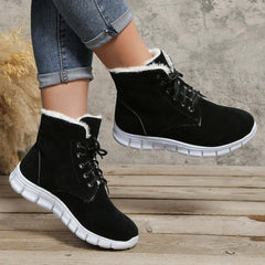 Lace-up Flats Plush Shoes Fashion Women's Boots