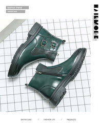 High-top British Double Buckle Slip-on Leather Boots 2023 Autumn And Winter