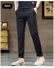 Men's Ice Silk Trendy Slim Straight High-end Business All-match Casual Pants